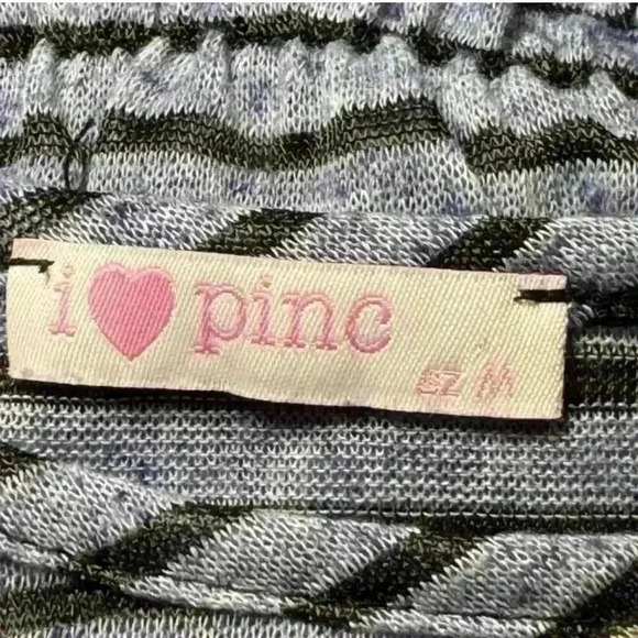 I ❤️Pinc-Girls Grey Striped  Blouse Cinched Waist Front Tie Casual Medium - Picture 3 of 4